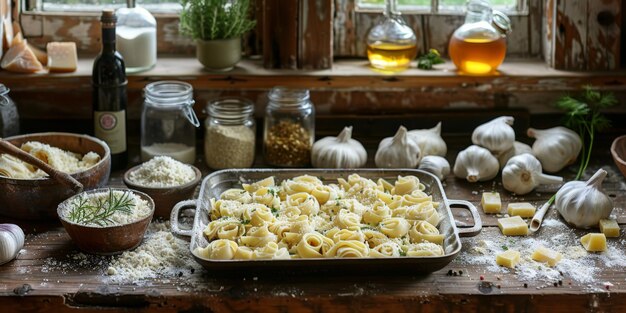Close-up del processo di cottura della pasta casalinga chef fare fresca pasta tradizionale italiana