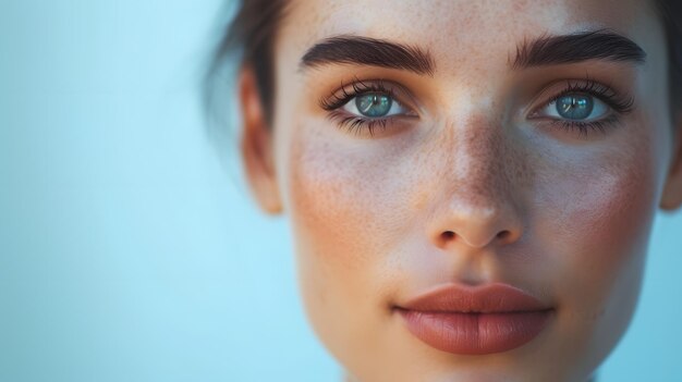 Close Up del viso di una donna con gli occhi blu