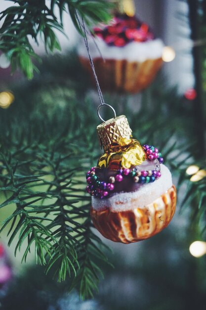 Close-up della decorazione natalizia sull'albero