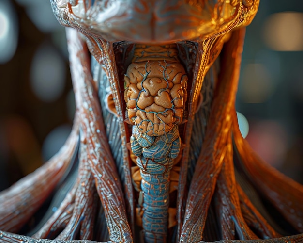 Close-up della laringe traslucida iperrealistico super dettagliato pulito acuto colorazione professionale