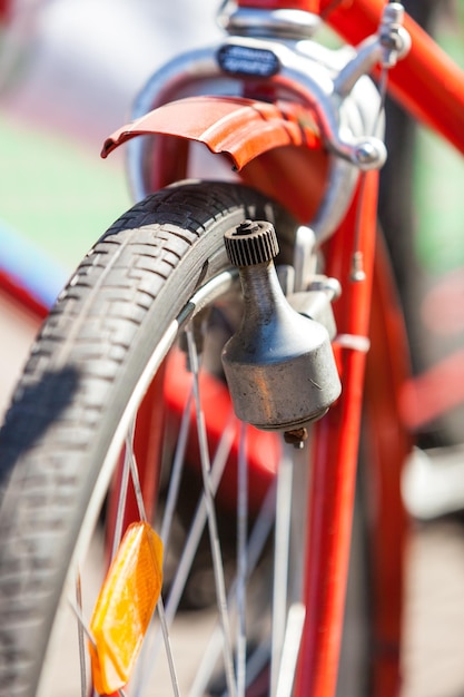 Close-up della ruota di una bicicletta