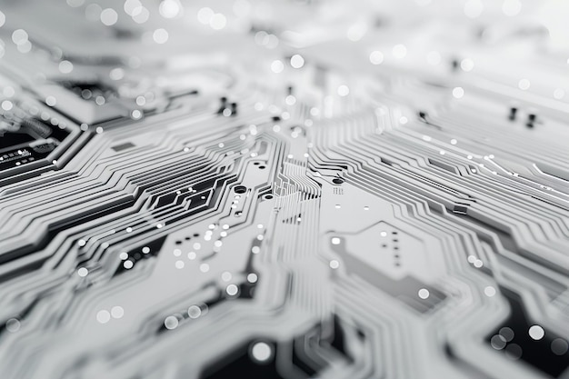 Close-up della scheda madre del computer con numerosi piccoli punti