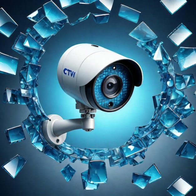 Close up della telecamera di sorveglianza su sfondo sfocato Camera di sicurezza