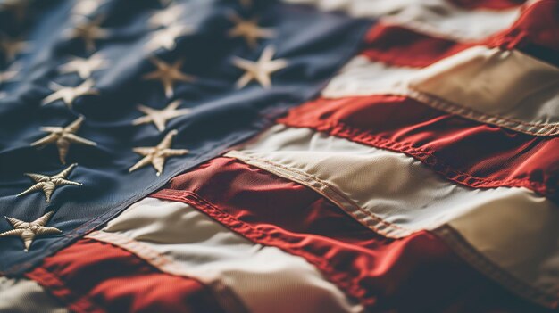 Close-up delle bandiere americane a stelle e strisce