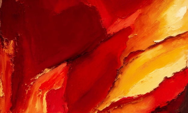 Close-up di astratto ruvido rosso e oro colore multicolore pittura d'arte consistenza con pennellata ad olio