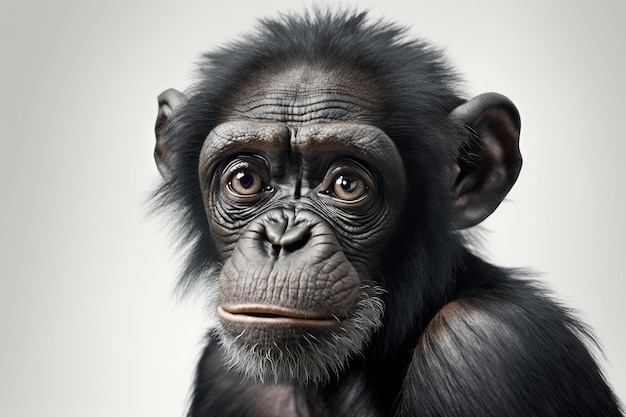 Close up di Bonobo con sfondo bianco di altissima qualità Generative AI AIG16