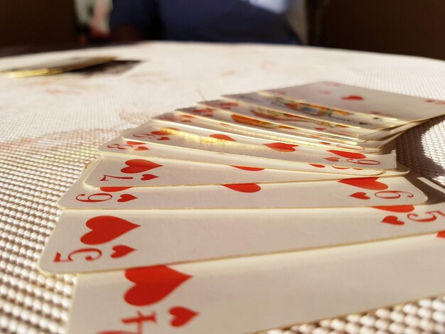 Close-up di carte da gioco sul tavolo