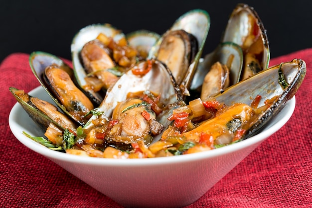 Close-up di frutti di mare in ciotola