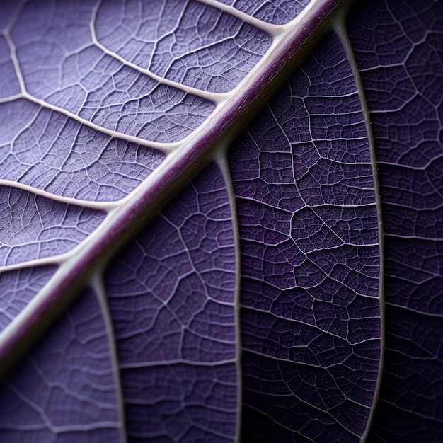 Close Up di geometria organica foglia viola in alto contrasto