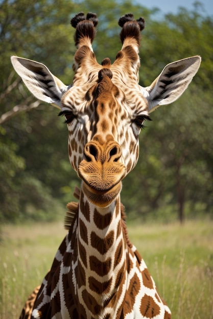 close-up di giraffa in piedi nella giungla