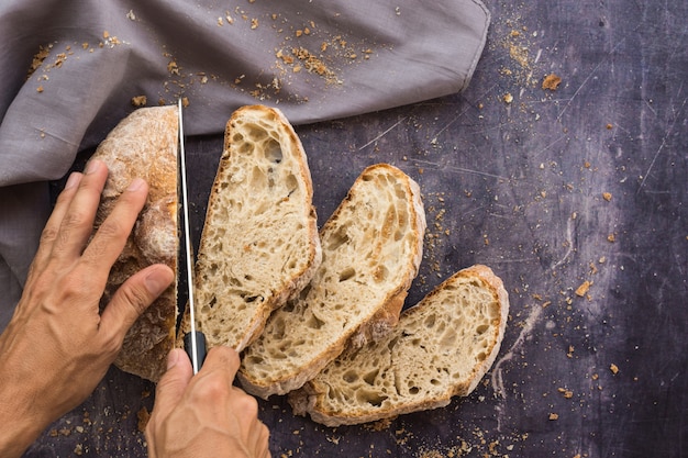 Close-up di gustoso pane rustico