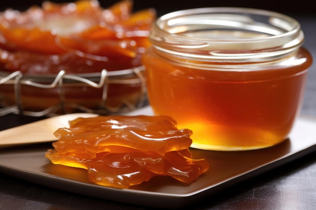 Close-up di kombucha scoby in un barattolo di vetro