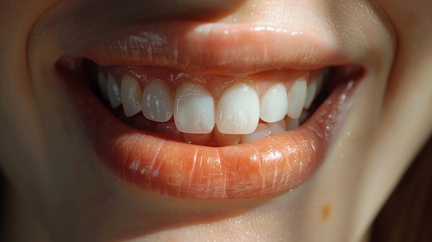 Close-up di labbra traslucide iperrealistiche dettagli puliti e nitidi senza contrasto colore professionale