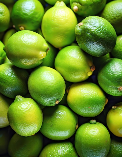 Close-up di lime mature che creano uno sfondo verde vibrante e strutturato