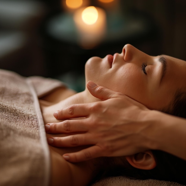 Close-up di mani che massaggiano una donna