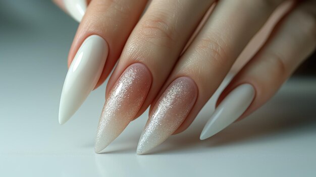 Close-up di mani femminili con una bella manicure sulle unghie