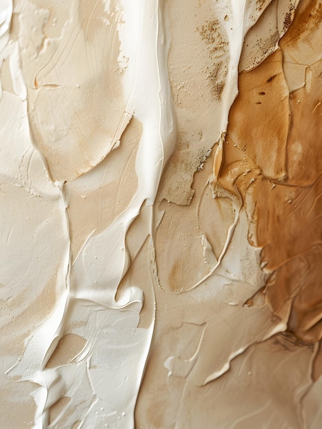 Close-up di materiale naturale beige e sfumature di vernice in legno su un tavolo