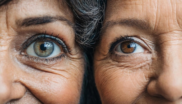 Close-up di occhi di donne anziane con rughe