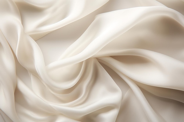 Close-up di sfondo a consistenza di tessuto satinato bianco ondulato