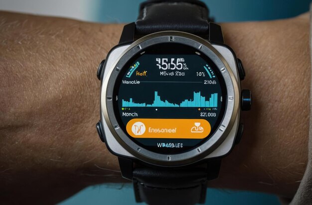 Close-up di smartwatch al polso