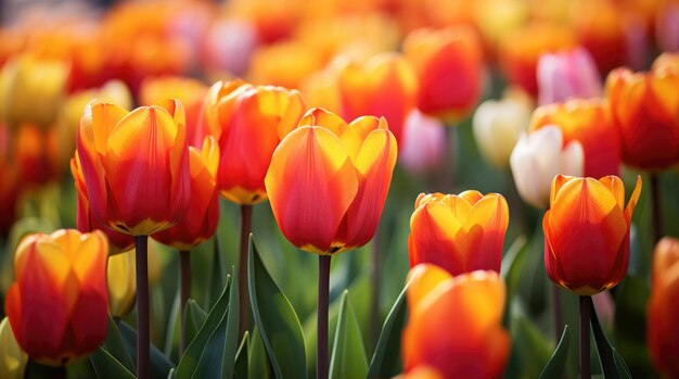 Close-up di tulipani in un campo