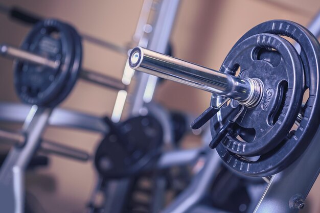 Close-up di un barbell in palestra