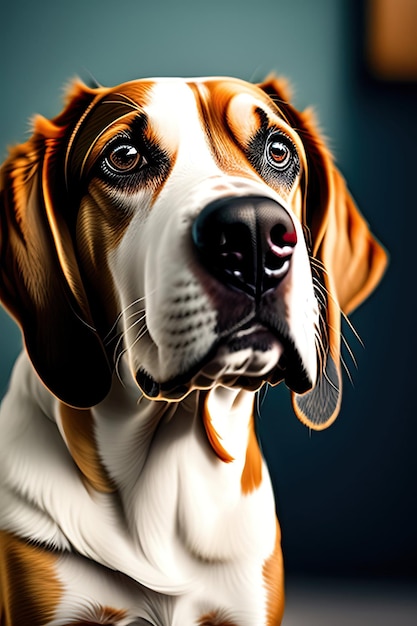 Close-up di un bellissimo cane beagle al veterinario malato animale domestico seduto al tavolo di esame alla clinica animale