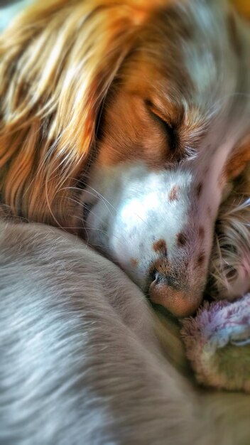 Close-up di un cane che dorme a casa