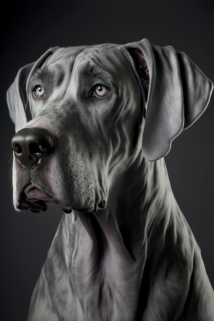 Close up di un cane con uno sfondo nero