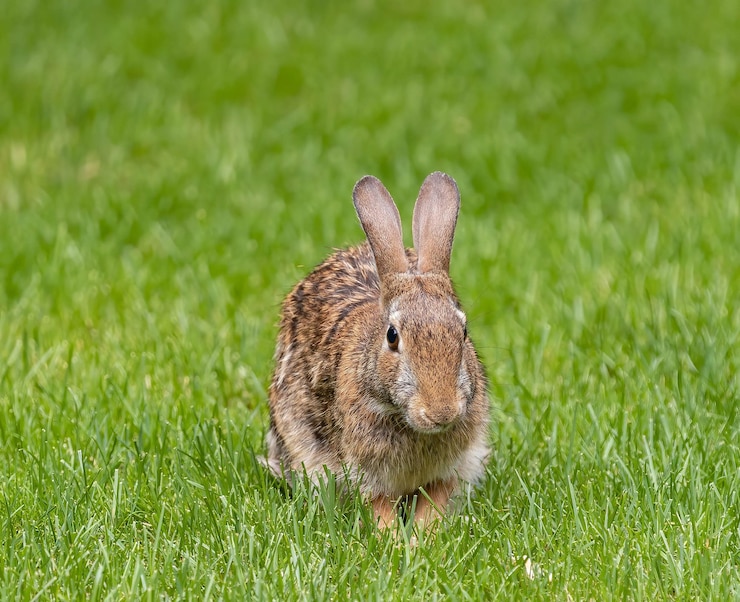 Foto close-up di un coniglio sul campo