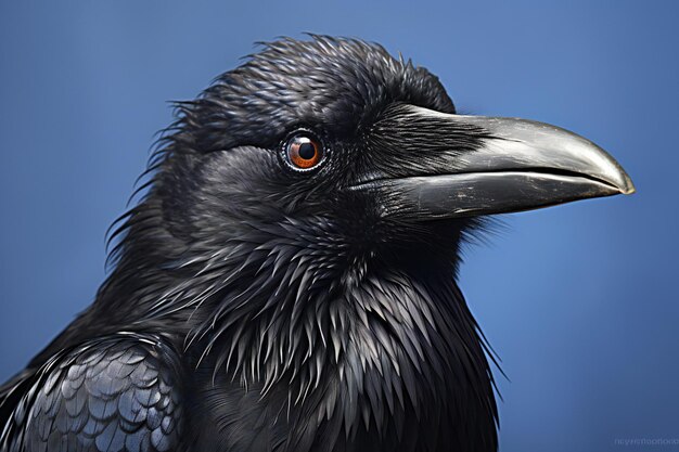 Close-up di un corvo nero Corvus corax