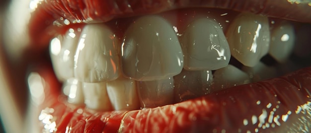 Close-up di un dente traslucido iperrealistico dettagli puliti e netti nessun contrasto colore professionale