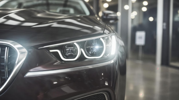 Close-up di un faro di un'auto di lusso moderna