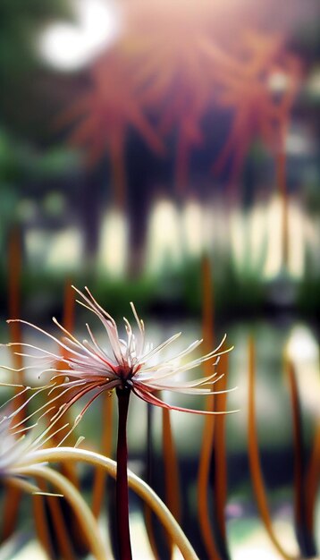 Close up di un fiore con uno sfondo sfocato ai generativa