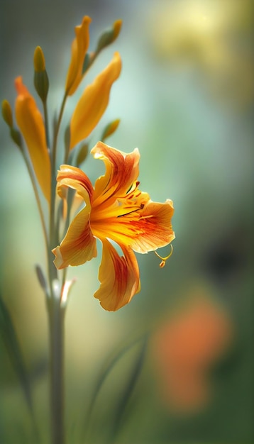 Close up di un fiore con uno sfondo sfocato ai generativa