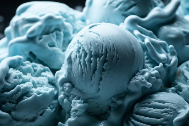 Close-up di un gelato blu cremoso