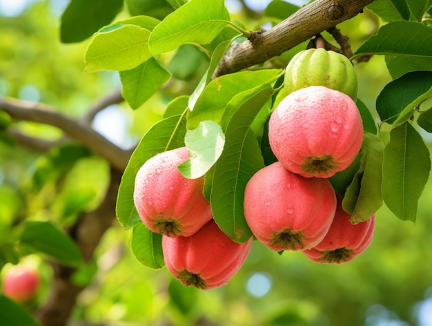 Close-up di un grappolo di frutta appeso a un albero