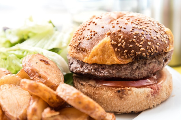 Close-up di un hamburger