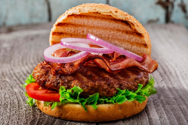 Close-up di un hamburger