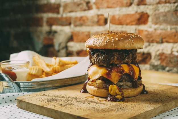 Close-up di un hamburger