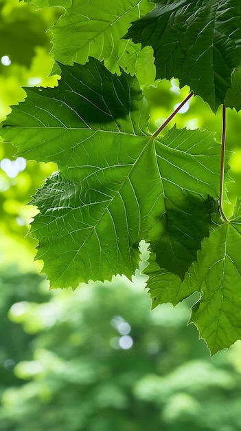 Close Up di un lussureggiante albero a foglia verde AI generativa