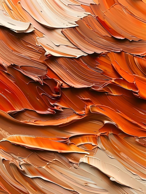 Close-up di un paesaggio di pesche e arancioni con intricate pennellate