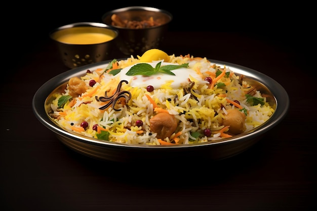 Close-up di un piatto di biryani aromatico