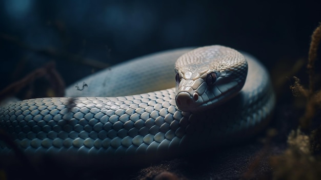 Close up di un serpente bianco nella foresta Themegenerative animale ai