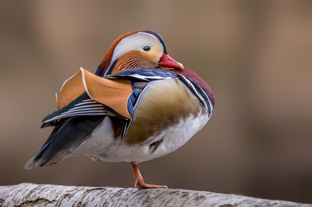 Close-up di un uccello appoggiato sul legno