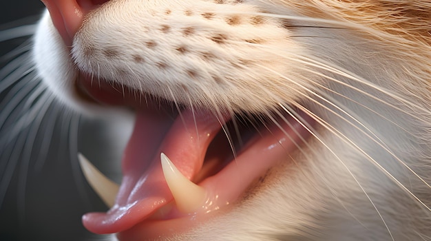 Close up di una bocca di gatto con un accenno di un'espressione giocosa