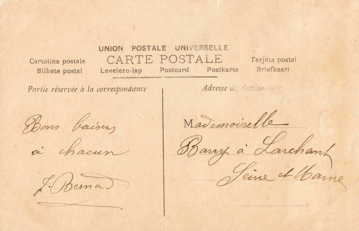 Foto close-up di una cartolina d'epoca