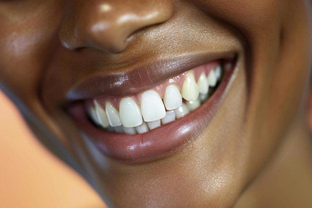 Close-up di una donna afroamericana sorridente con denti sani