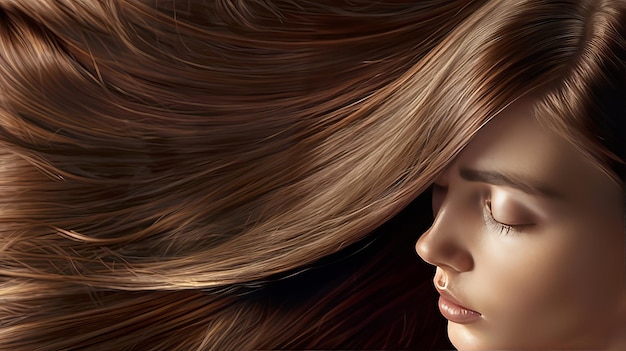 Close up di una donna con i capelli lunghi
