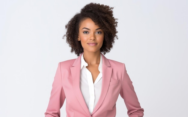 Close up di una donna d'affari afroamericana su uno sfondo chiaro